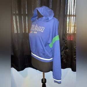 Wilson Blue Hoodie with Green Accent 
Unique cute pullover